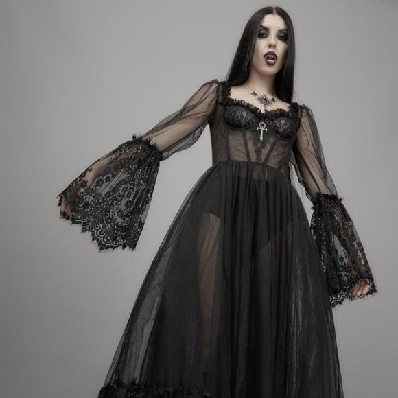 DOLLZ KILL WIDOW DANCE WITH DEATH GOTHIC DRESS SIZE LARGE NEW WITHOUT TAGS BLACK